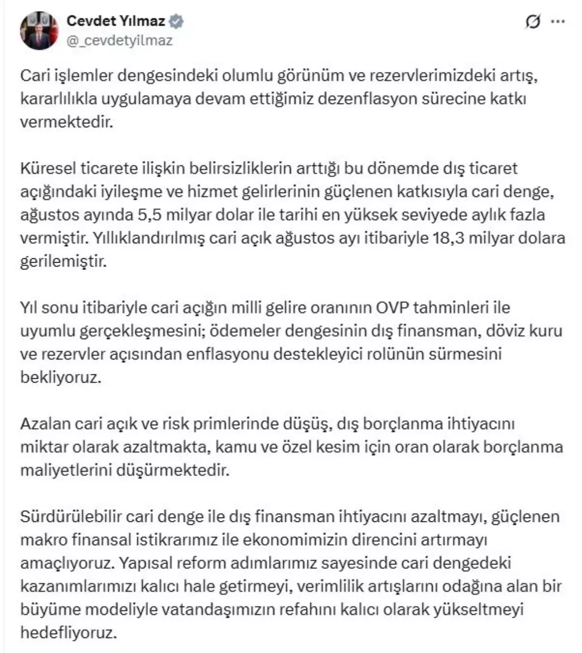 cevdet yilmaz cari islemler dengesindeki olumlu gelismeler surecek 9Rq81Y7z.jpg